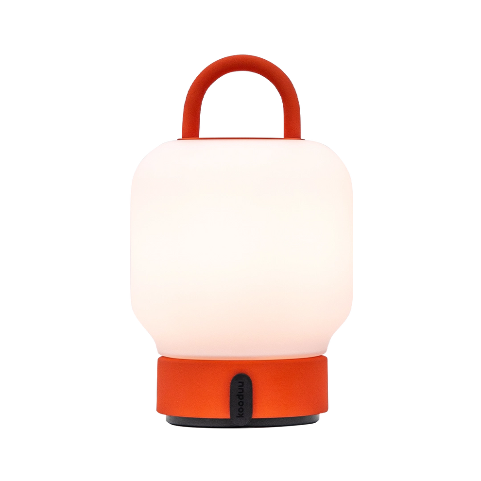 LED-Tischleuchte in Orange mit dimmbarer diffuser Beleuchtung, tragbarem Griff und wiederaufladbarem Akku – Loome | Kooduu