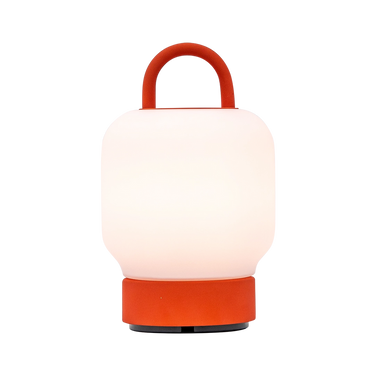 LED-Tischleuchte in Orange mit dimmbarer diffuser Beleuchtung, tragbarem Griff und wiederaufladbarem Akku – Loome | Kooduu