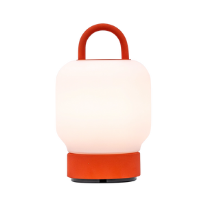 LED-Tischleuchte in Orange mit dimmbarer diffuser Beleuchtung, tragbarem Griff und wiederaufladbarem Akku – Loome | Kooduu
