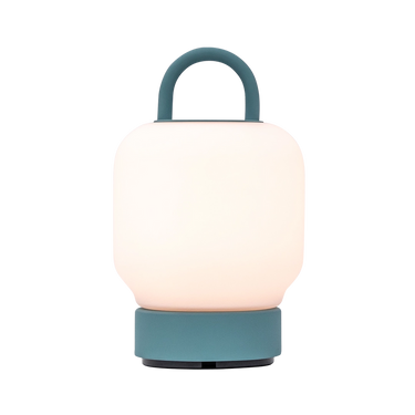 LED-Tischleuchte in Smoky Teal mit dimmbarer diffuser Beleuchtung, tragbarem Griff und wiederaufladbarem Akku – Loome | Kooduu