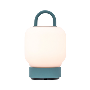 LED-Tischleuchte in Smoky Teal mit dimmbarer diffuser Beleuchtung, tragbarem Griff und wiederaufladbarem Akku – Loome | Kooduu