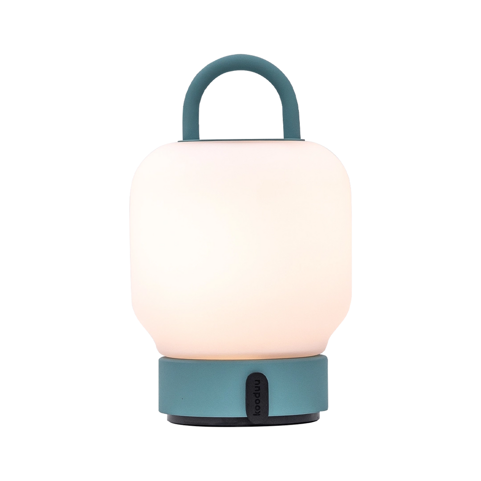 LED-Tischleuchte in Smoky Teal mit dimmbarer diffuser Beleuchtung, tragbarem Griff und wiederaufladbarem Akku – Loome | Kooduu