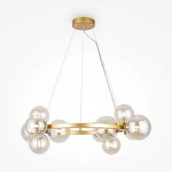 Pendant lamp with gold-colored metal frame and white glass in a modern design – Dallas | Maytoni