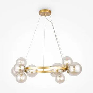 Pendant lamp with gold-colored metal frame and white glass in a modern design – Dallas | Maytoni