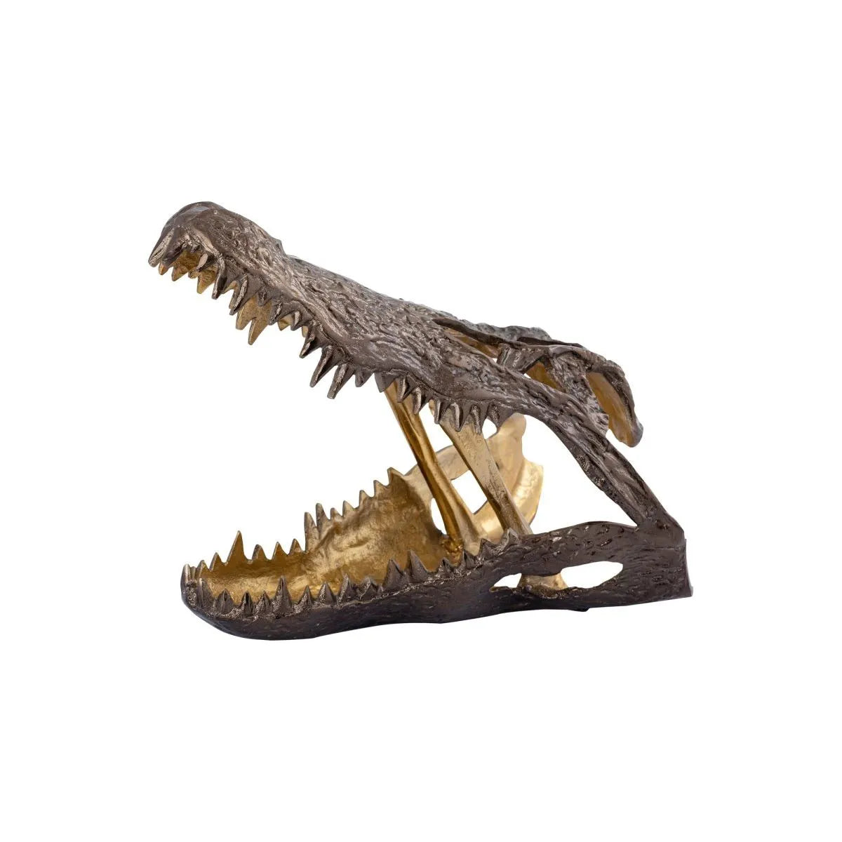 Skulptur – Krokodil-Design, Braunes Metall, Stehende Ausführung, S - Lizee | PTMD