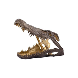 Skulptur – Krokodil-Design, Braunes Metall, Stehende Ausführung, S - Lizee | PTMD