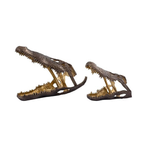 Skulptur – Krokodil-Design, Braunes Metall, Stehende Ausführung, S - Lizee | PTMD