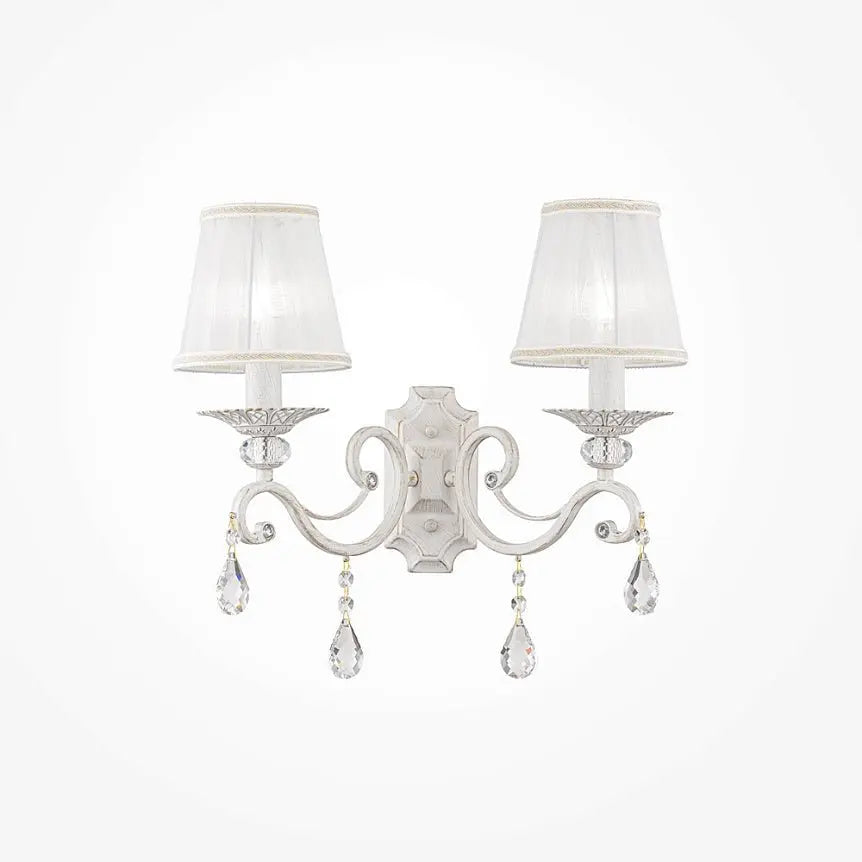 Wall light with white organza shade and crystal pendants – Grace | Maytoni