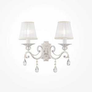 Wall light with white organza shade and crystal pendants – Grace | Maytoni