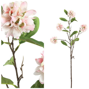 Kunstzweig - rosa Gartenblume mit Blättern von PTMD - Esszett Luxury | Stilvolles Wohnen mit Charakter