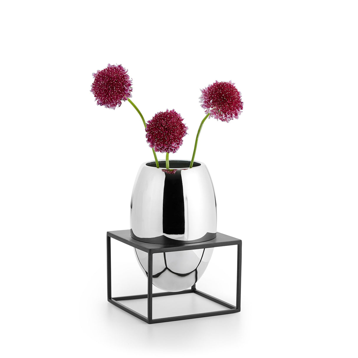 Vase mit schwebendem Würfelstand, Sanften organischen Kurven, Modernem skulpturalem Design – Solero | Philippi