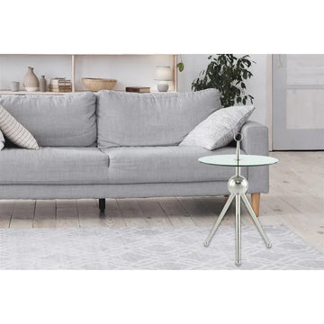 Table with Stainless Steel Frame Clear Glass Top & Handmade – Ontario 325 | Kayoom
