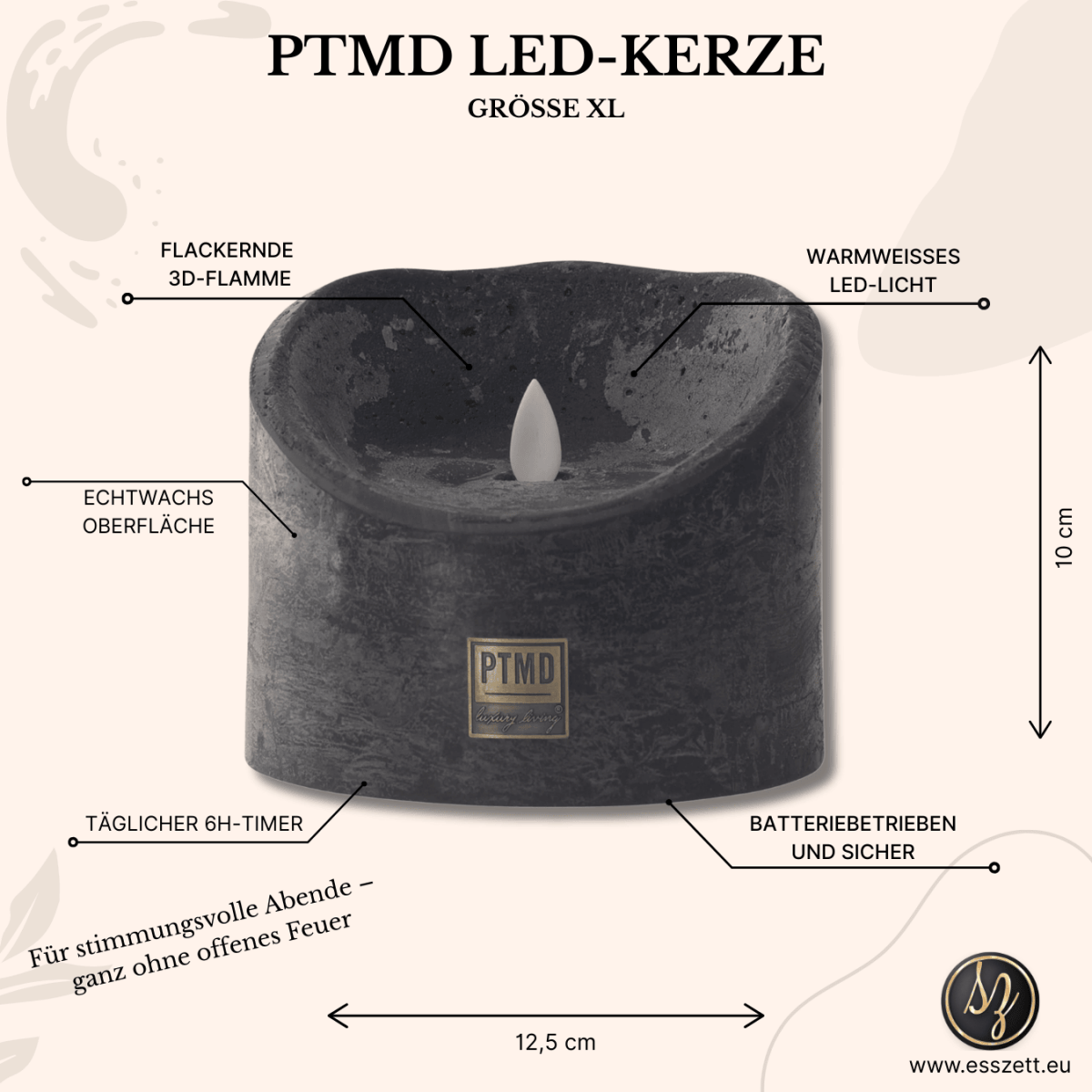 LED Kerze mit beweglicher Flamme XL von PTMD - Esszett Luxury | Stilvolles Wohnen mit Charakter