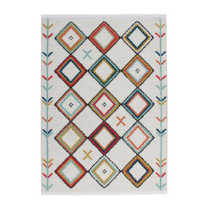 Teppich Trendiges Handgemaltes Ethno-Muster & Fransen ‐ Agadir 210 | Kayoom