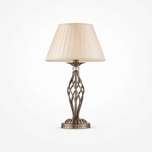 Table lamp metal base, brass finish crystal details & pleated organza shade – Grace | Maytoni