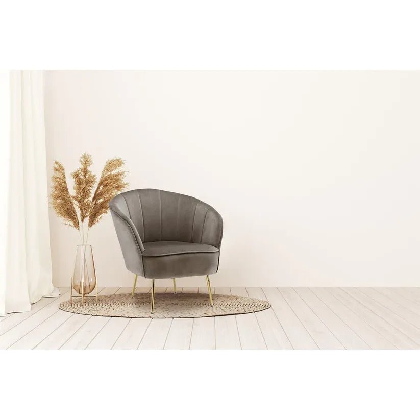 Sessel mit Samtbezug, Ziersteppung und Metallbeinen – Loulan 125 | Kayoom - Esszett Luxury | Stilvolles Wohnen mit Charakter