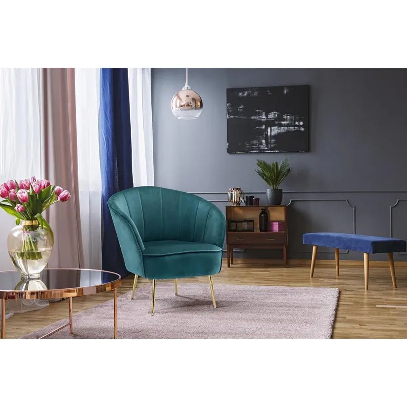 Sessel mit Samtbezug, Ziersteppung und Metallbeinen – Loulan 125 | Kayoom - Esszett Luxury | Stilvolles Wohnen mit Charakter