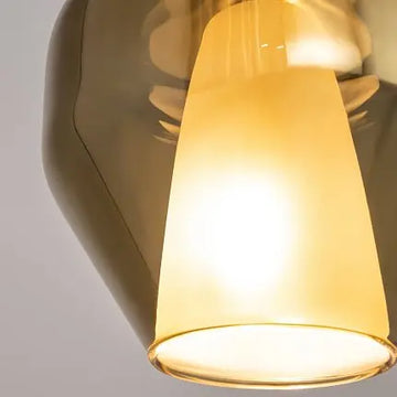 Pendant Light Clear Mirrored Double Shade Opal Glass Inner Shade & Black Metal Base – Duality | Maytoni