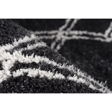 Teppich – Anthrazit Farbe, Retro Muster, Weicher Hochflor, 170 cm - Orlando 125 | Kayoom