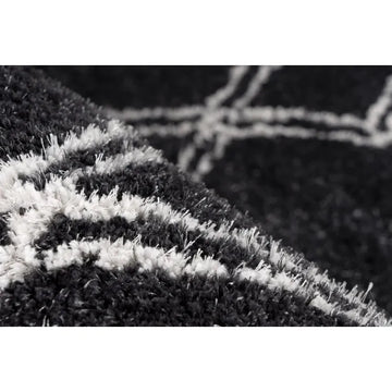 Teppich – Anthrazit Farbe, Retro Muster, Weicher Hochflor, 170 cm - Orlando 125 | Kayoom