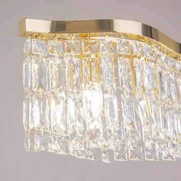 Pendant lamp with gold-coloured metal frame and crystal glass shades (6 × E14, max. 60 W, height adjustable 38–138 cm) in a luxurious design – Dune | Maytoni