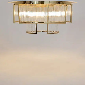 Deckenleuchte – Goldfarbenes Metall, 6× E14 Fassung, Glasschirme, Höhe 28,2 cm - Frame | Maytoni