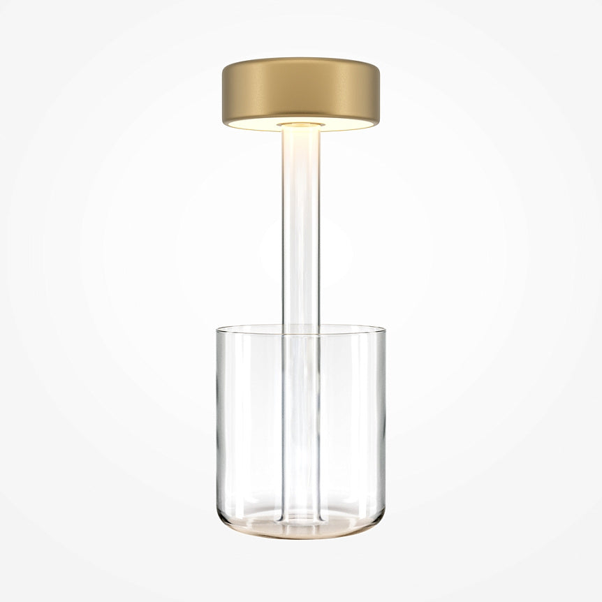 Akku-Tischleuchte – Goldene Oberfläche, Glassockel, Aluminiumschirm - AI Collaboration | Maytoni