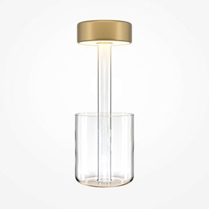 Akku-Tischleuchte – Goldene Oberfläche, Glassockel, Aluminiumschirm - AI Collaboration | Maytoni
