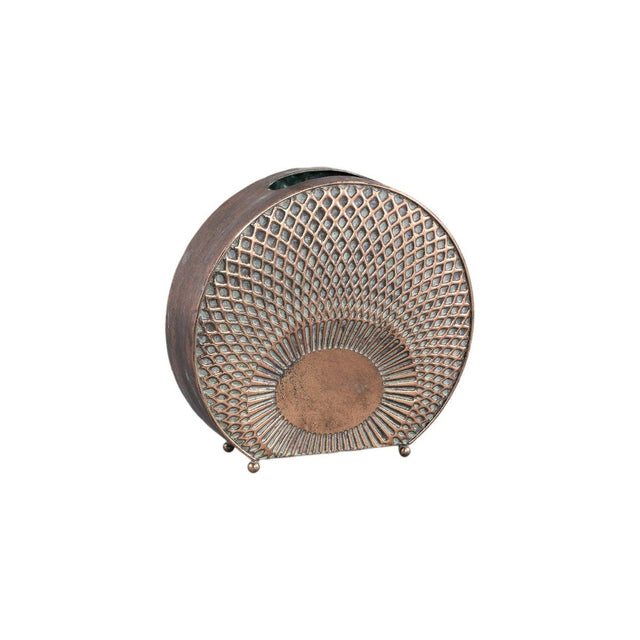 Metallvase - Yoeri Copper iron scales pattern round klein ( 31 x 11 x 29 cm ) von PTMD - Esszett Luxury | Stilvolles Wohnen mit Charakter