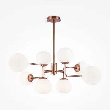 Kronleuchter – Messingfarbenes Metall, 8 Glasschirme, 8× E14 Fassung, 40 W Leistung - Erich | Maytoni