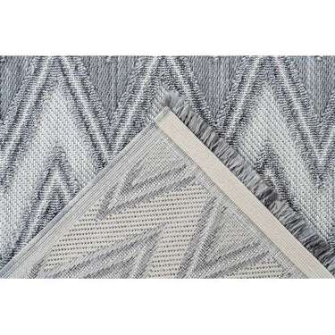 Teppich – Polyester Flor, Grau-Weiße Farbgebung, Grafisches Muster, 80 x 150 cm - Sarai 225 | Kayoom