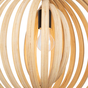 Pendelleuchte – Schwarzes Metall, Holzschirm, Kugel Design, E27 Fassung, IP20 Schutz, Ø50 cm - Roots | Maytoni