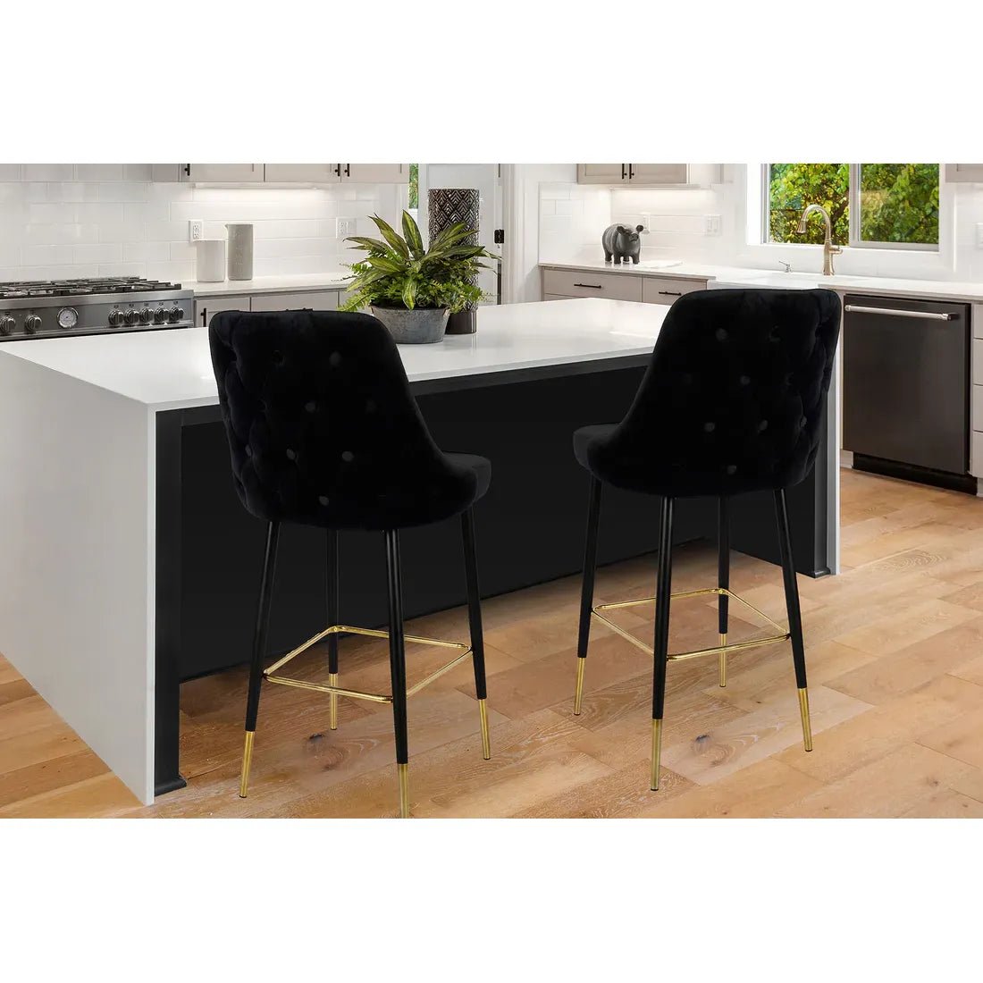 Stuhl Gestepptes Rücken - Design Samtbezug Stahl - Eisen - Gestell Fußstütze – Moonlight 125 | Kayoom - Esszett Luxury | Stilvolles Wohnen mit Charakter