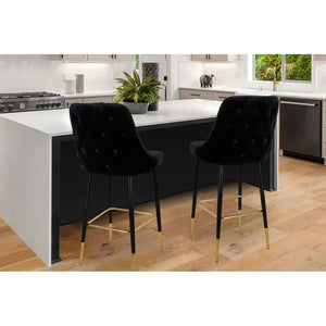 Stuhl Gestepptes Rücken - Design Samtbezug Stahl - Eisen - Gestell Fußstütze – Moonlight 125 | Kayoom - Esszett Luxury | Stilvolles Wohnen mit Charakter