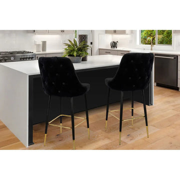 Stuhl Gestepptes Rücken - Design Samtbezug Stahl - Eisen - Gestell Fußstütze – Moonlight 125 | Kayoom - Esszett Luxury | Stilvolles Wohnen mit Charakter