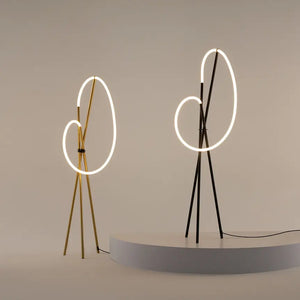 Floor lamp black-gold arch-shaped body with LED - MOD369FL-L36B3K | Maytoni