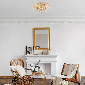 Chandelier with Gold Metal Frame Crystal Pendants 9-Light - Karolina | Maytoni