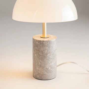 Table Lamp with Grey Marble Base, Gold Metal Arm & White Glass Diffuser – Kyoto | Maytoni
