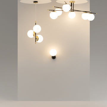 Ceiling light gold-black opal glass shades 6×E14 – MOD048CL-06G | Maytoni