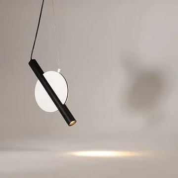 Pendant Lamp White Cylindrical Metal Housing Adjustable Black LED Head & Modern Design – Enigma | Maytoni