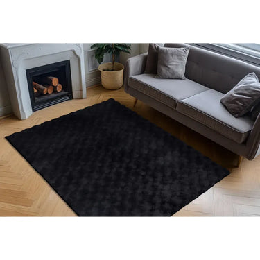 Teppich – Anthrazit Luxus, Weicher Hochflor, Baumwollmix 150 cm - Glow 825 | Kayoom