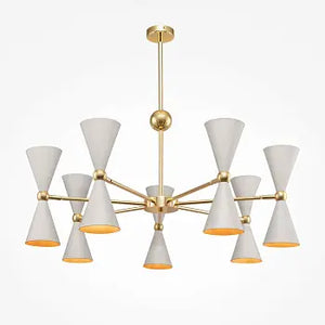 Pendant light with white and gold metal frame and 14 adjustable conical diffusers (E14, max. 40W) in a modern design – Vesper | Maytoni