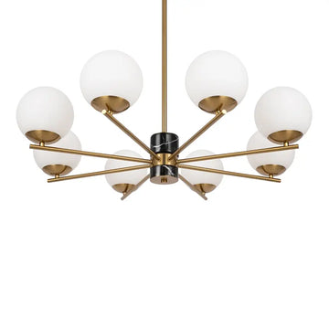 Pendant Lamp Brass & White Opal Glass 8-Lights – Marble | Maytoni