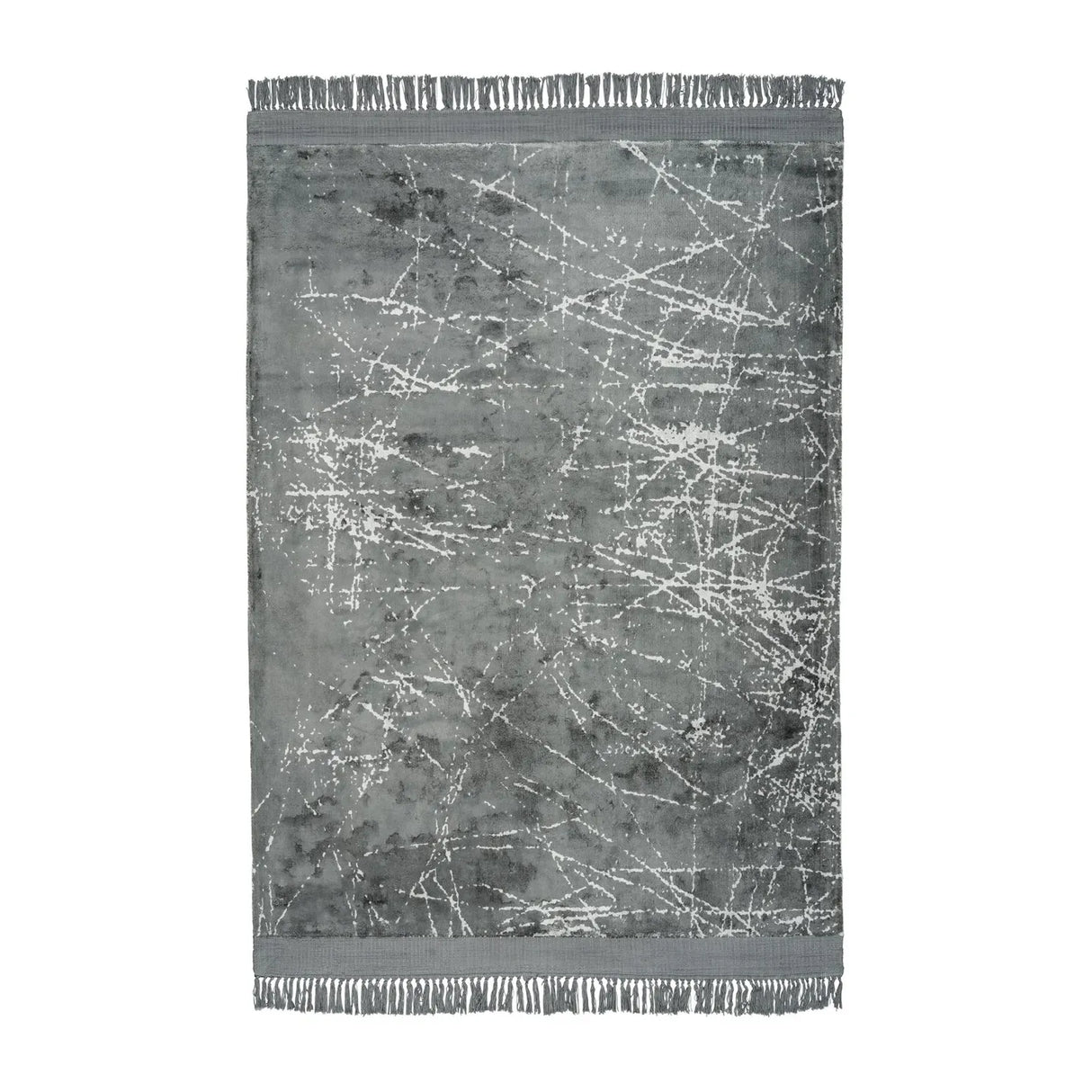 Low Pile Viscose Rug with Fringes Grey – Dolce Vita 225 | Kayoom