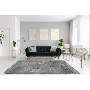 Teppich Kurzflor Viskose Fransen Grau – Dolce Vita 225 | Kayoom