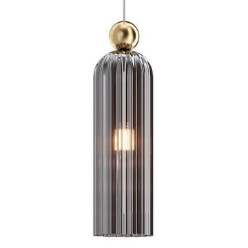 Pendelleuchte gebürsteter goldfarbener Metallrahmen mit rauchgrauem geriffeltem Glasschirm, 1×E14 40 W – MOD302PL‑01GR | Maytoni - Esszett Luxury | Stilvolles Wohnen mit Charakter