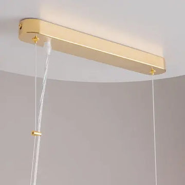 Pendant lamp with gold-coloured metal frame and crystal glass shades (6 × E14, max. 60 W, height adjustable 38–138 cm) in a luxurious design – Dune | Maytoni