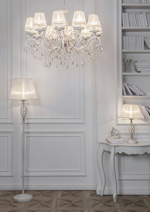 Table Lamp White-Gold Metal Base Pleated Organza Shade & Crystal Details – Grace | Maytoni