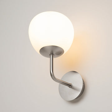 Wall lamp with satin nickel finish and white frosted glass shade – Erich | Maytoni