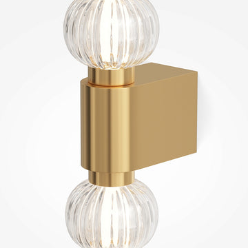 Wall light Gold, ribbed glass spheres, LED module 3000 K – Amulet